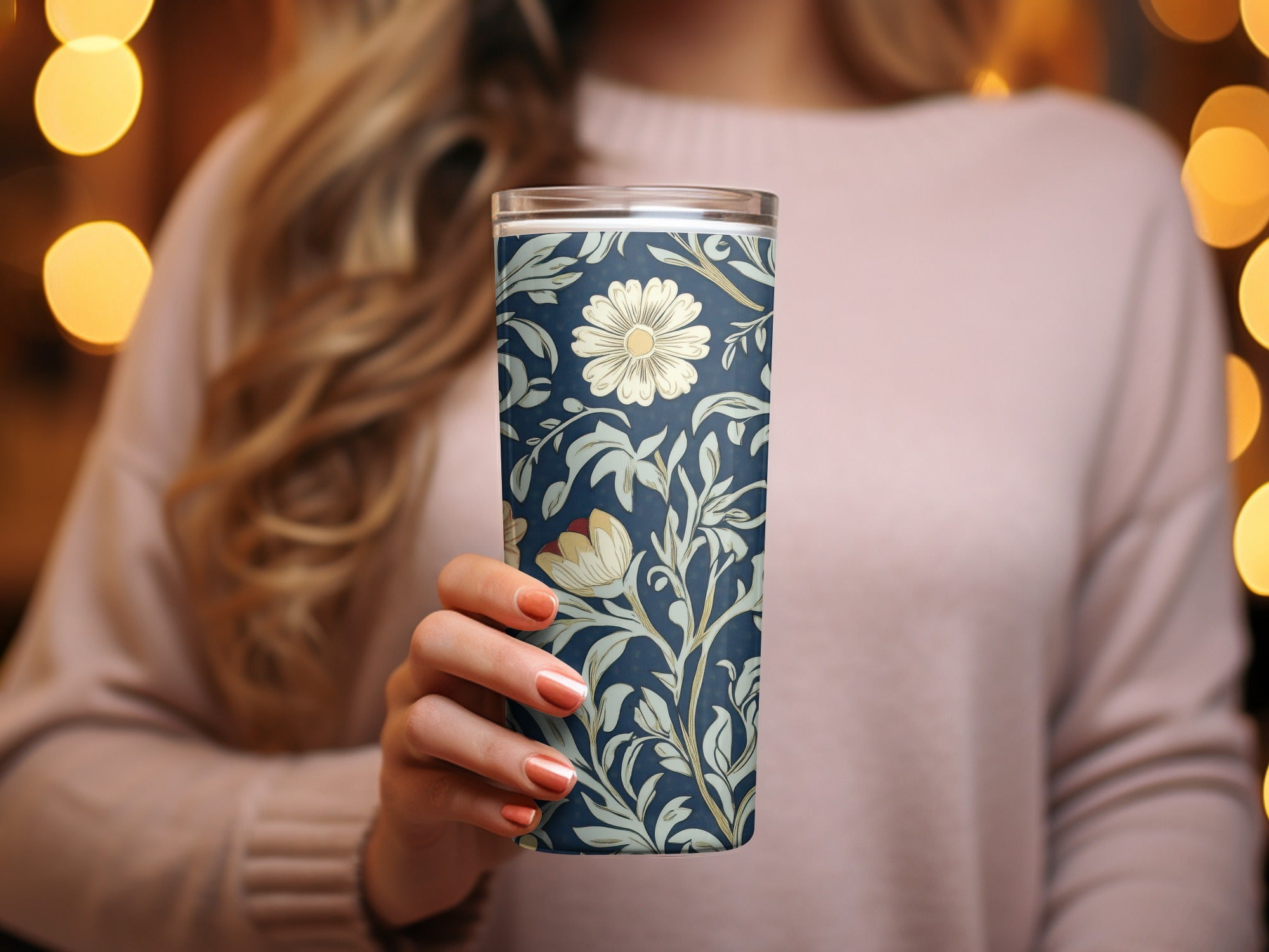 William Morris Seamless Pattern Navy Beige Light Blue Digital