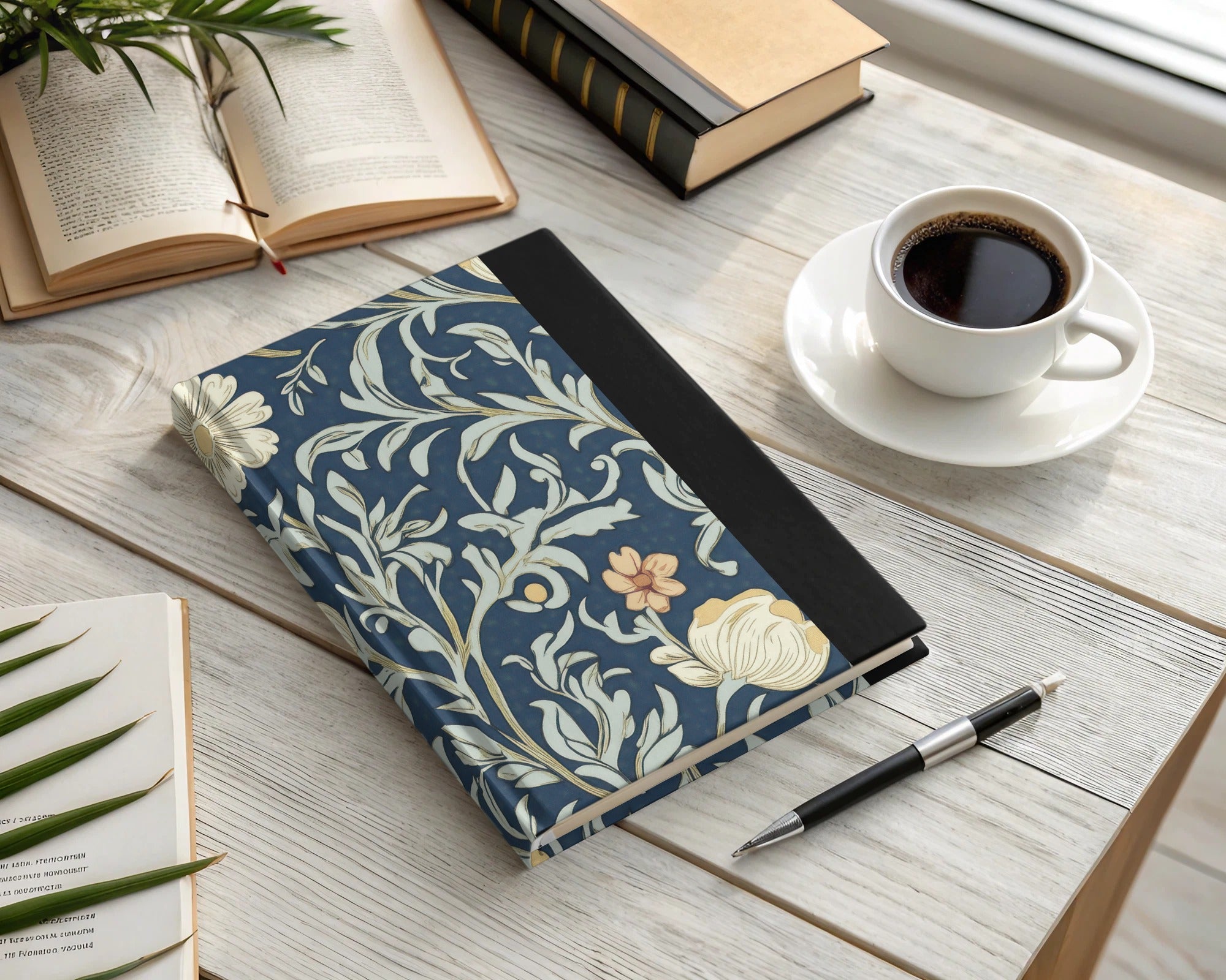 William Morris Seamless Pattern Navy Beige Light Blue Digital