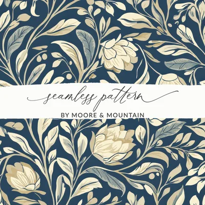 William Morris Vines Background Dark Floral Pattern Digital