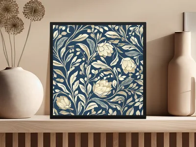 William Morris Vines Background Dark Floral Pattern Digital