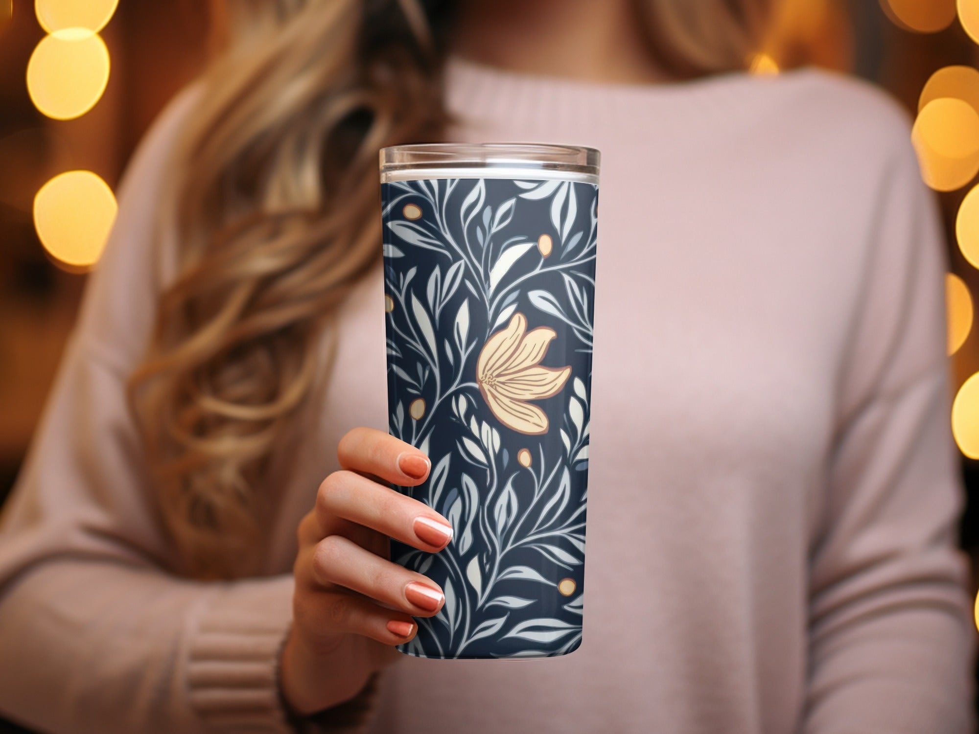William Morris Vines Background Navy Yellow Digital