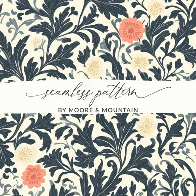 William Morris Vines Background with Dark Colors Digital