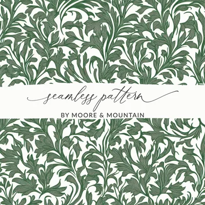 Willow Branches William Morris Seamless Vines Background Dark Green Vines Digital