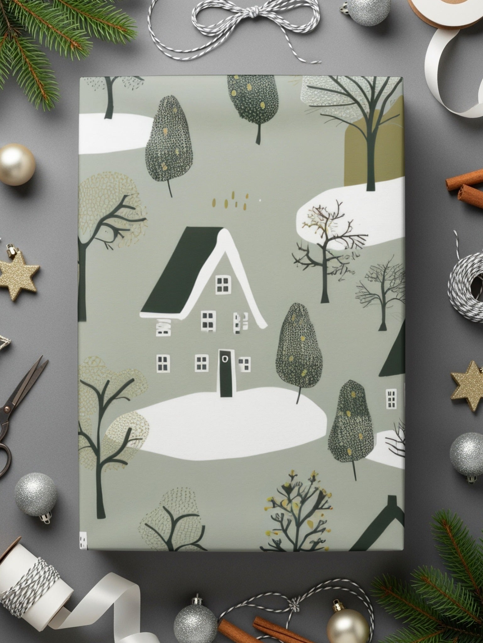 Winter Village Digital Paper, Seamless Christmas Pattern, Holiday Houses Pattern for Fabric, Cozy Town, Christmas Digital Download