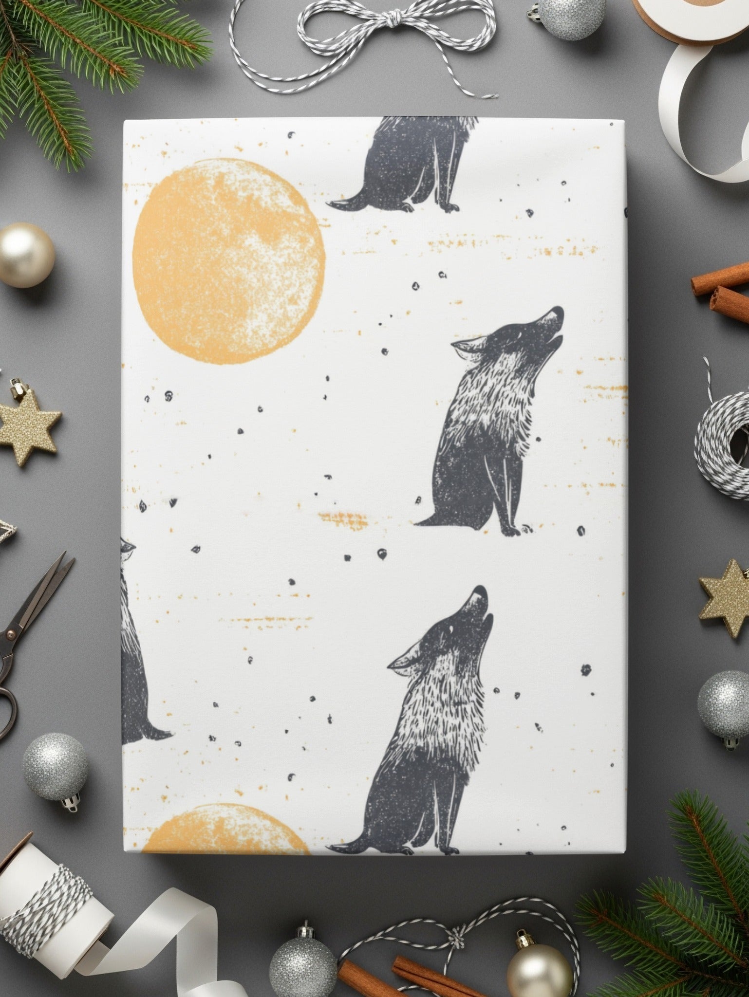 Wolf Moon Digital Paper, Seamless Pattern, JPEG, Wolf Howling, Moon, Animal Print, Fabric Design, Scrapbooking, Digital Download