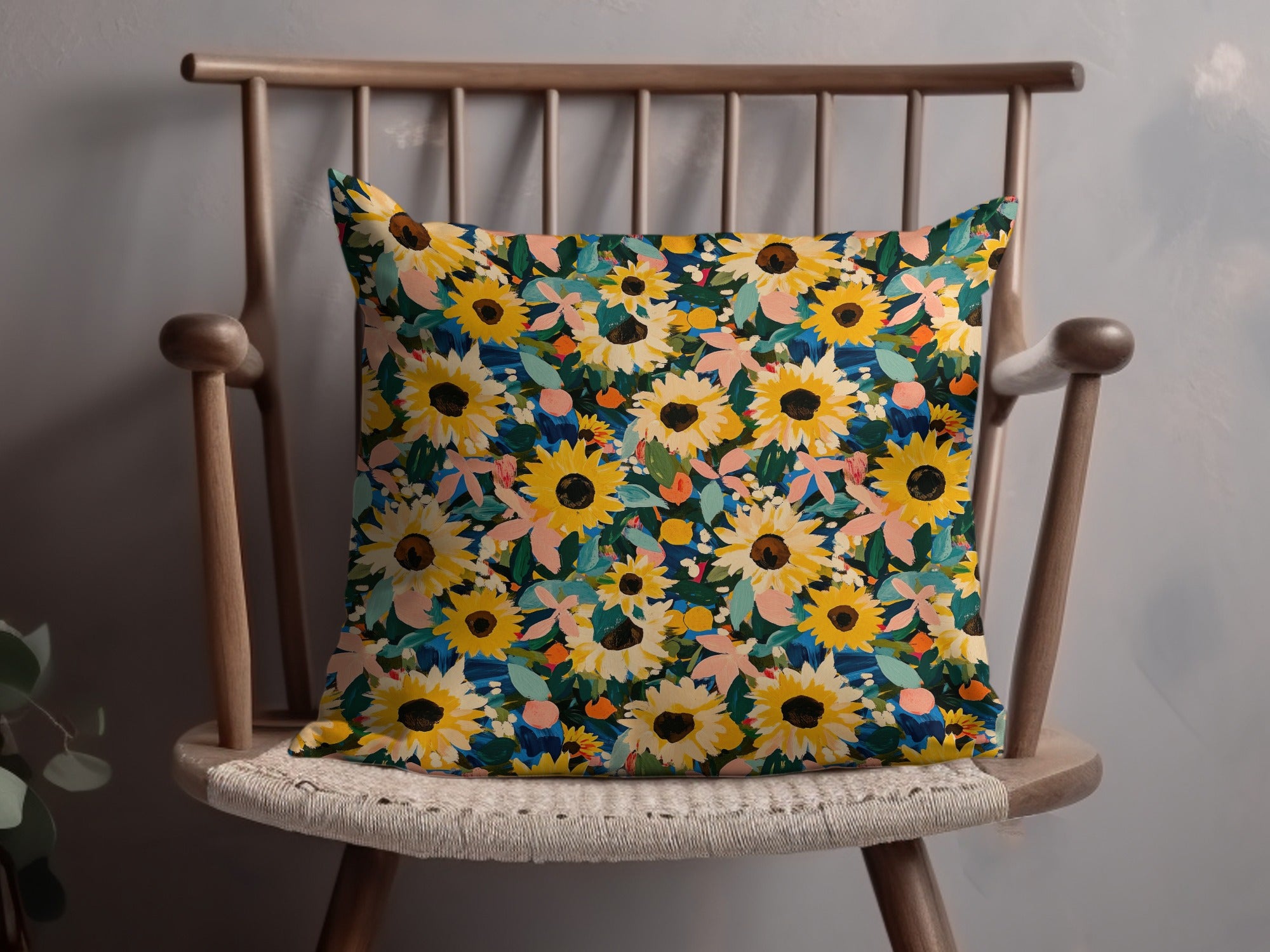 Yellow Autumn Sunflowers Seamless Floral Pattern Design