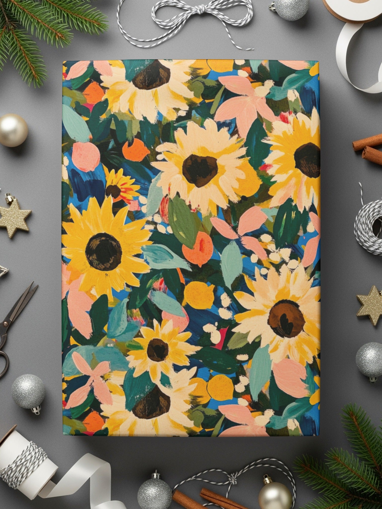 Yellow Autumn Sunflowers Seamless Floral Pattern Design