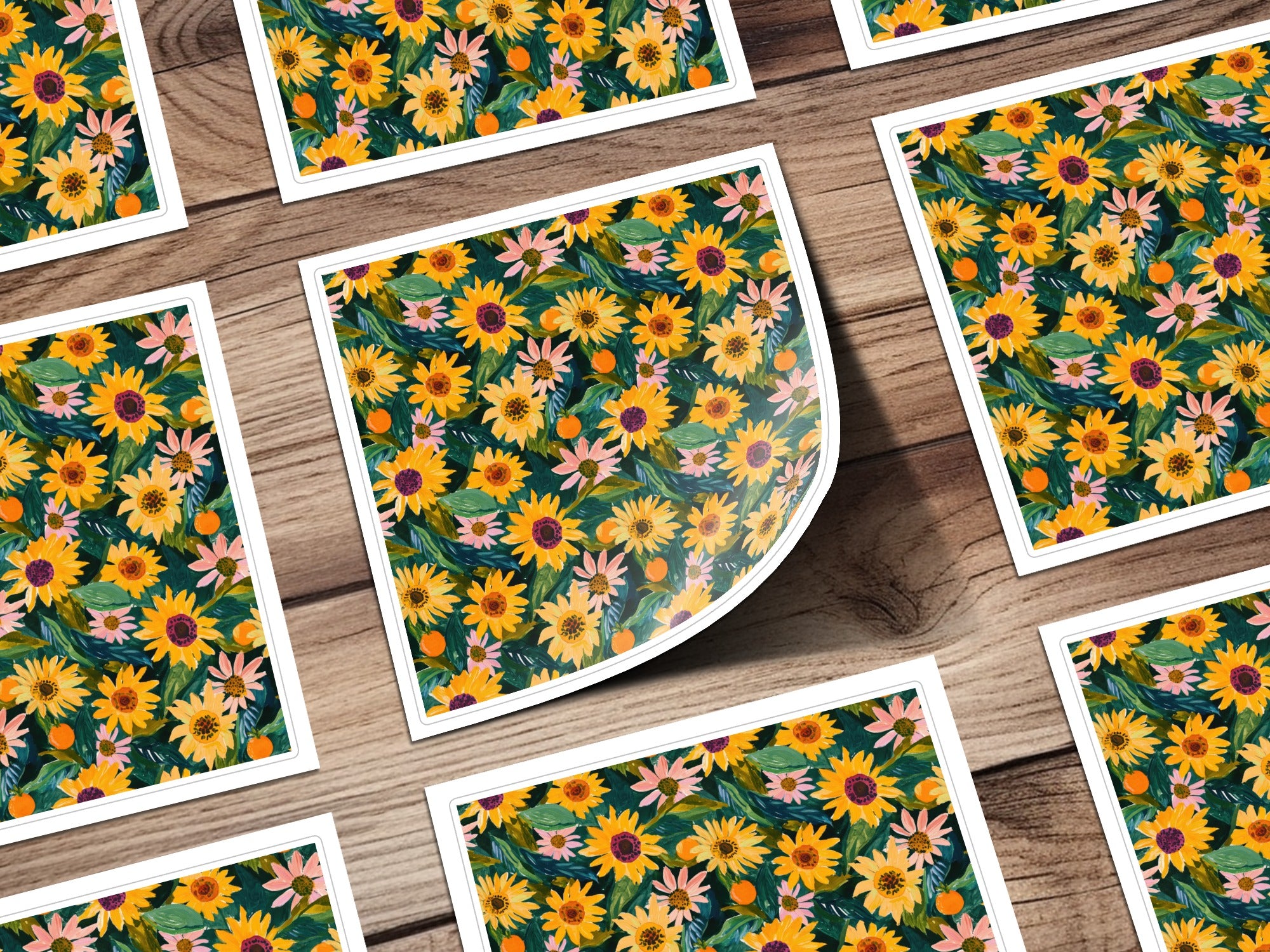 Yellow Autumn Sunflowers Seamless Painted Floral Digital