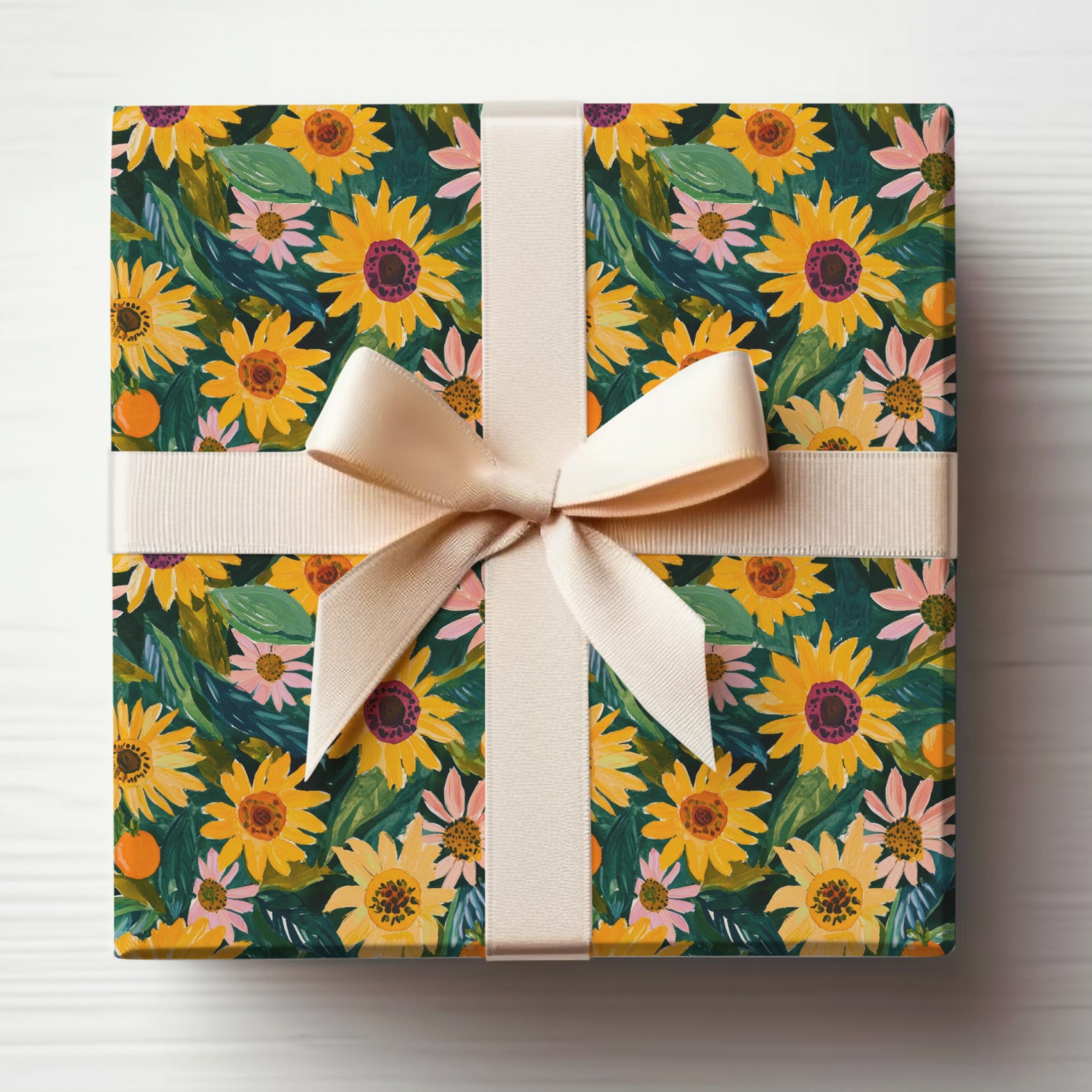 Yellow Autumn Sunflowers Seamless Painted Floral Digital
