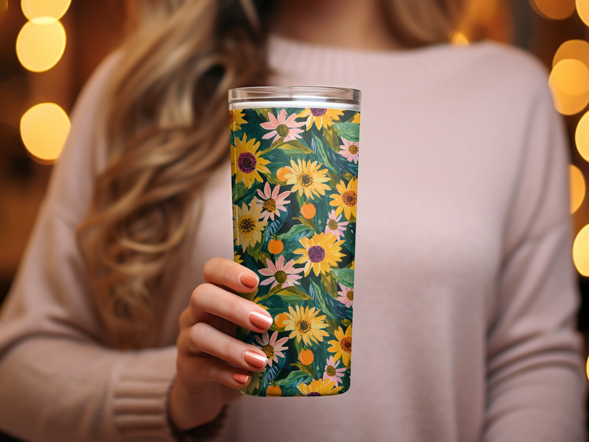 Yellow Autumn Sunflowers Seamless Painted Floral Digital
