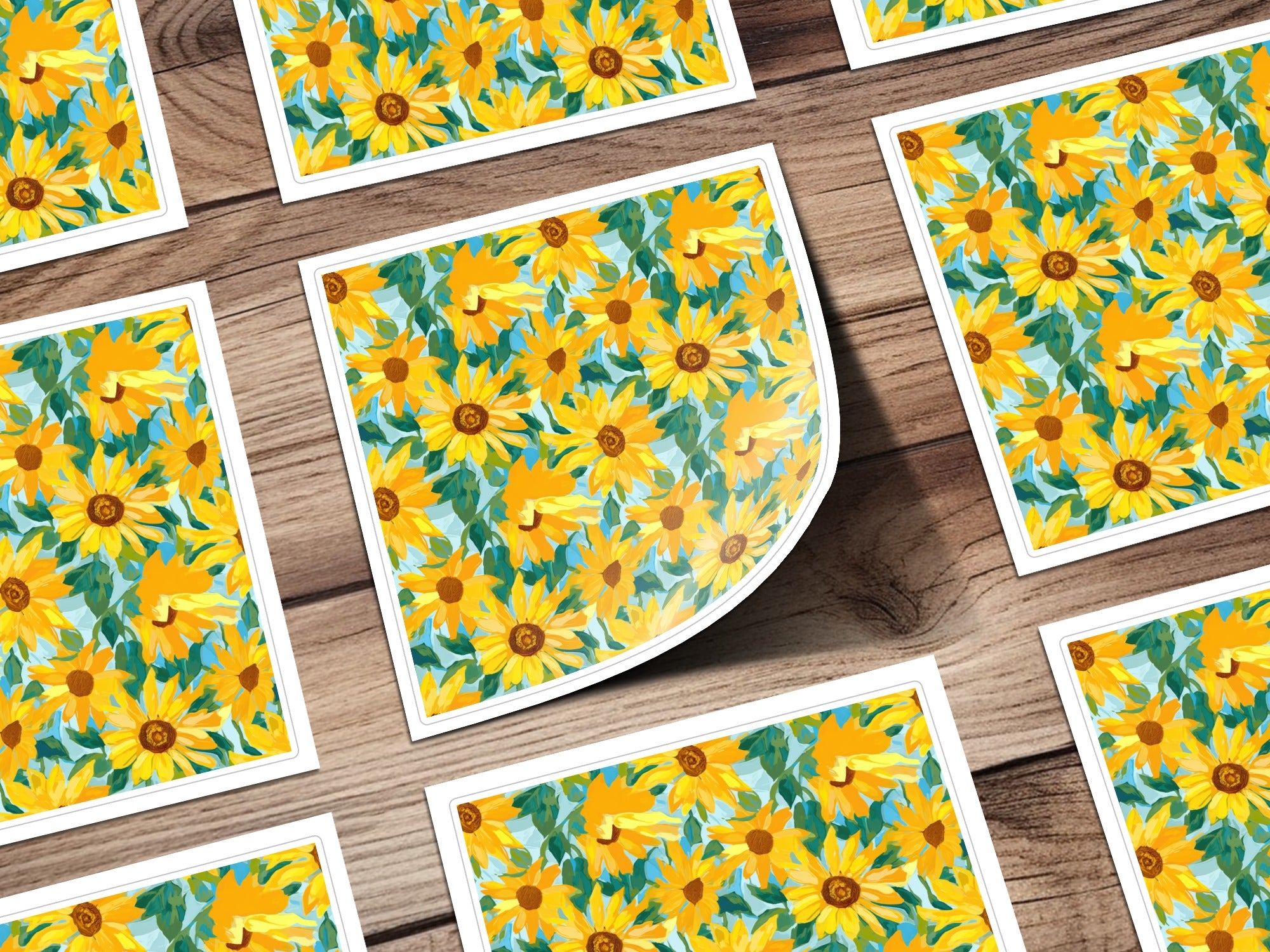 Yellow Autumn Sunflowers Seamless Pattern Background Digital