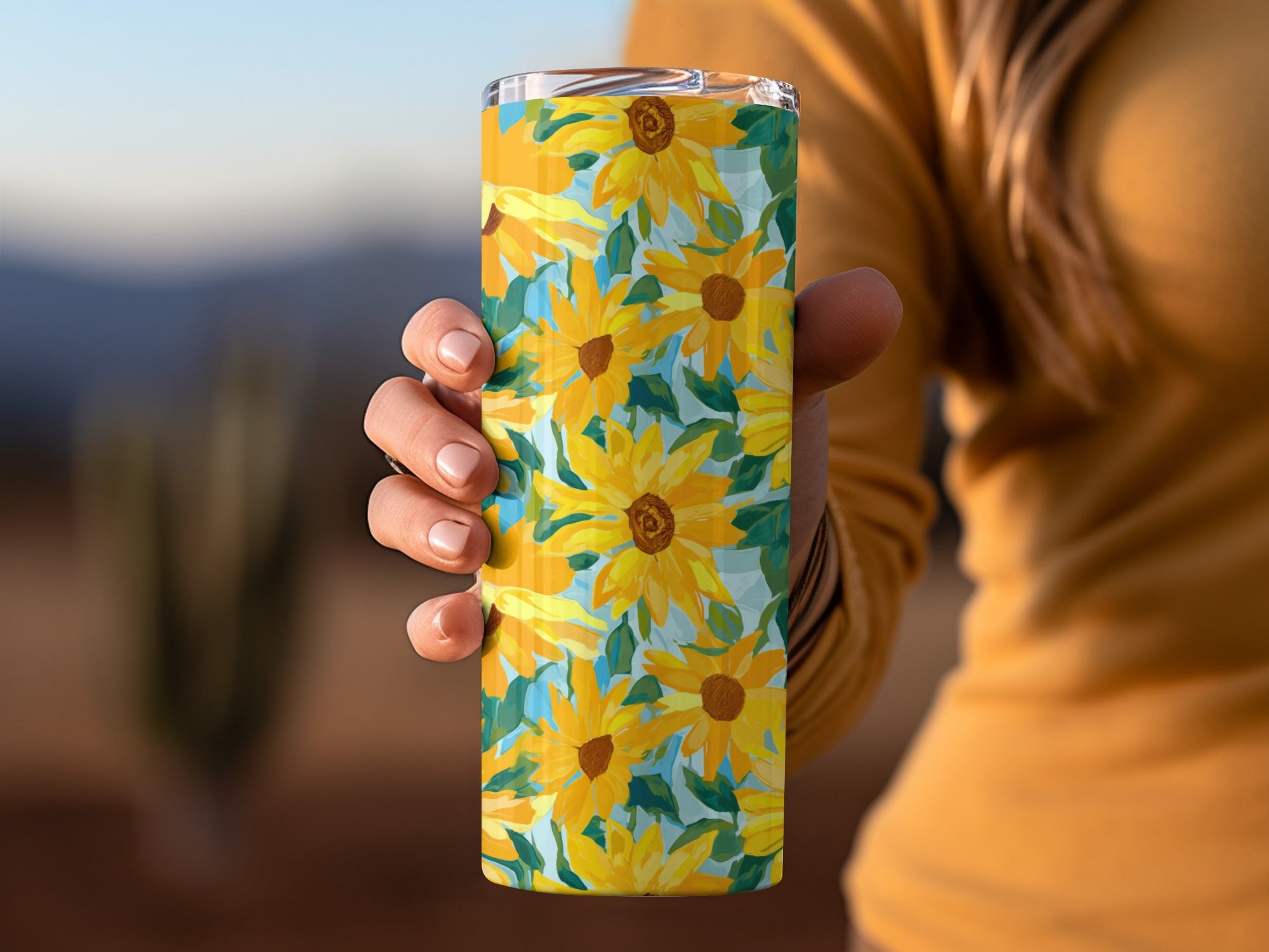Yellow Autumn Sunflowers Seamless Pattern Background Digital