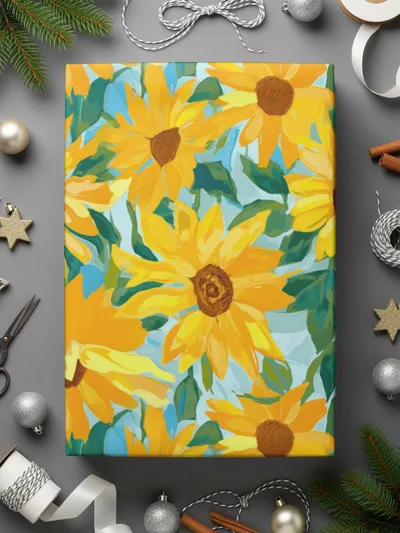 Yellow Autumn Sunflowers Seamless Pattern Background Digital