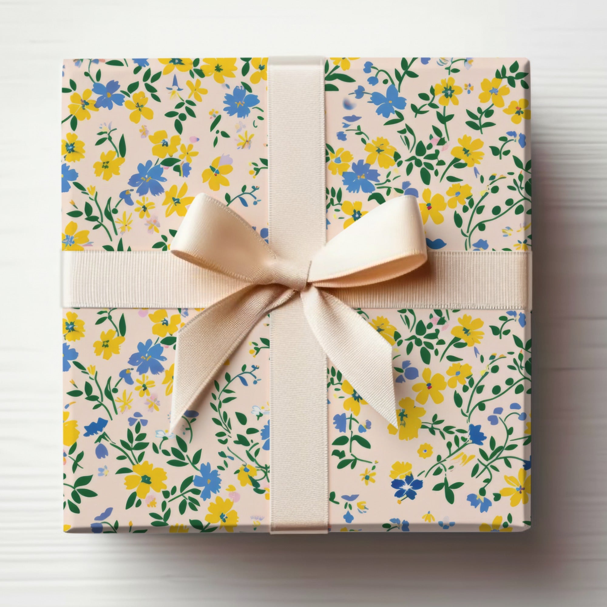 Yellow Blue Boho Wildflower Seamless For Commercial Use