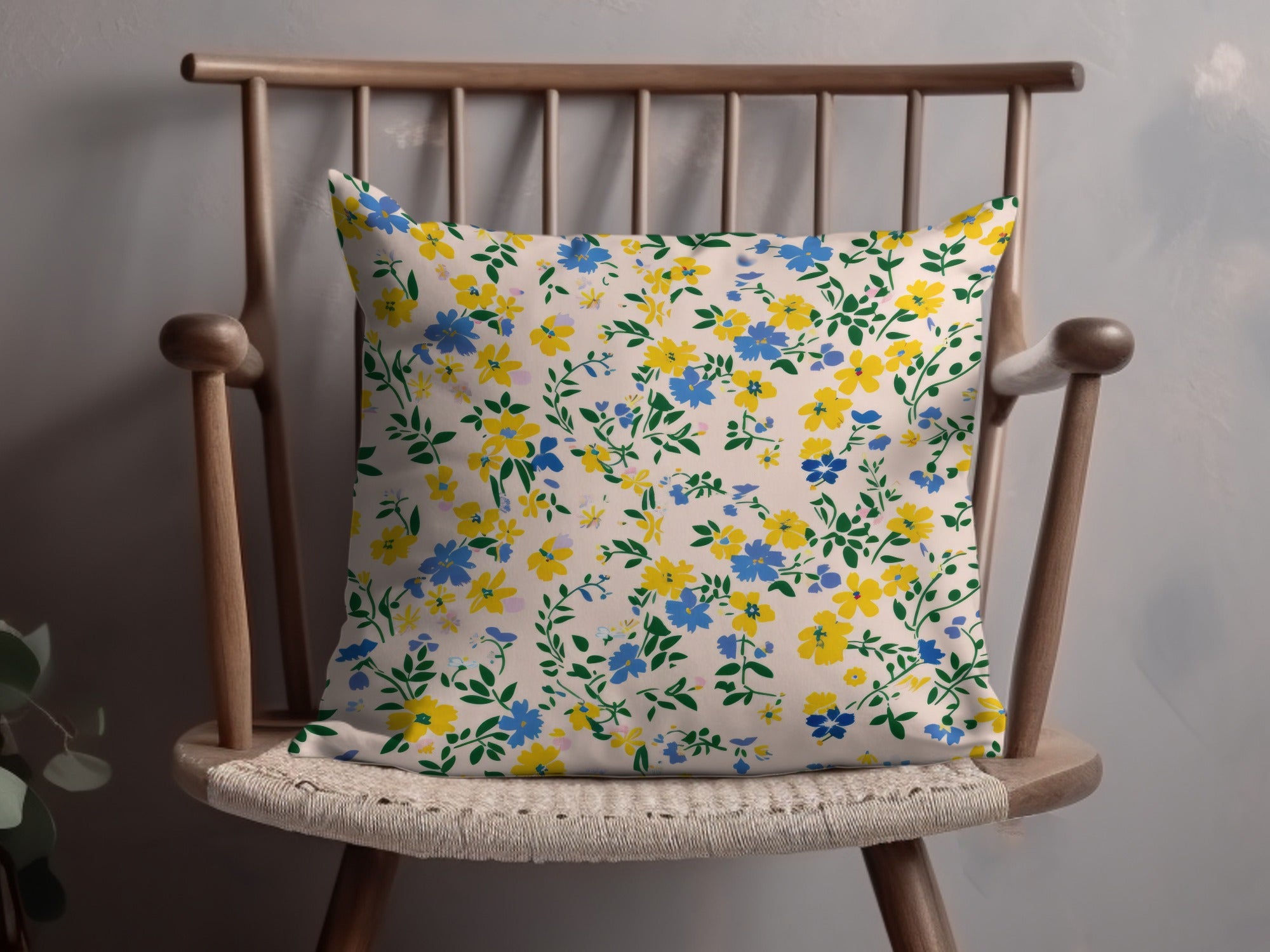 Yellow Blue Boho Wildflower Seamless For Commercial Use