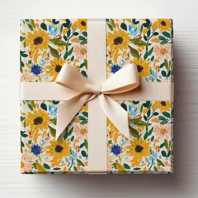 Yellow Blush Gouache Sunflowers Seamless Fall Floral Pattern