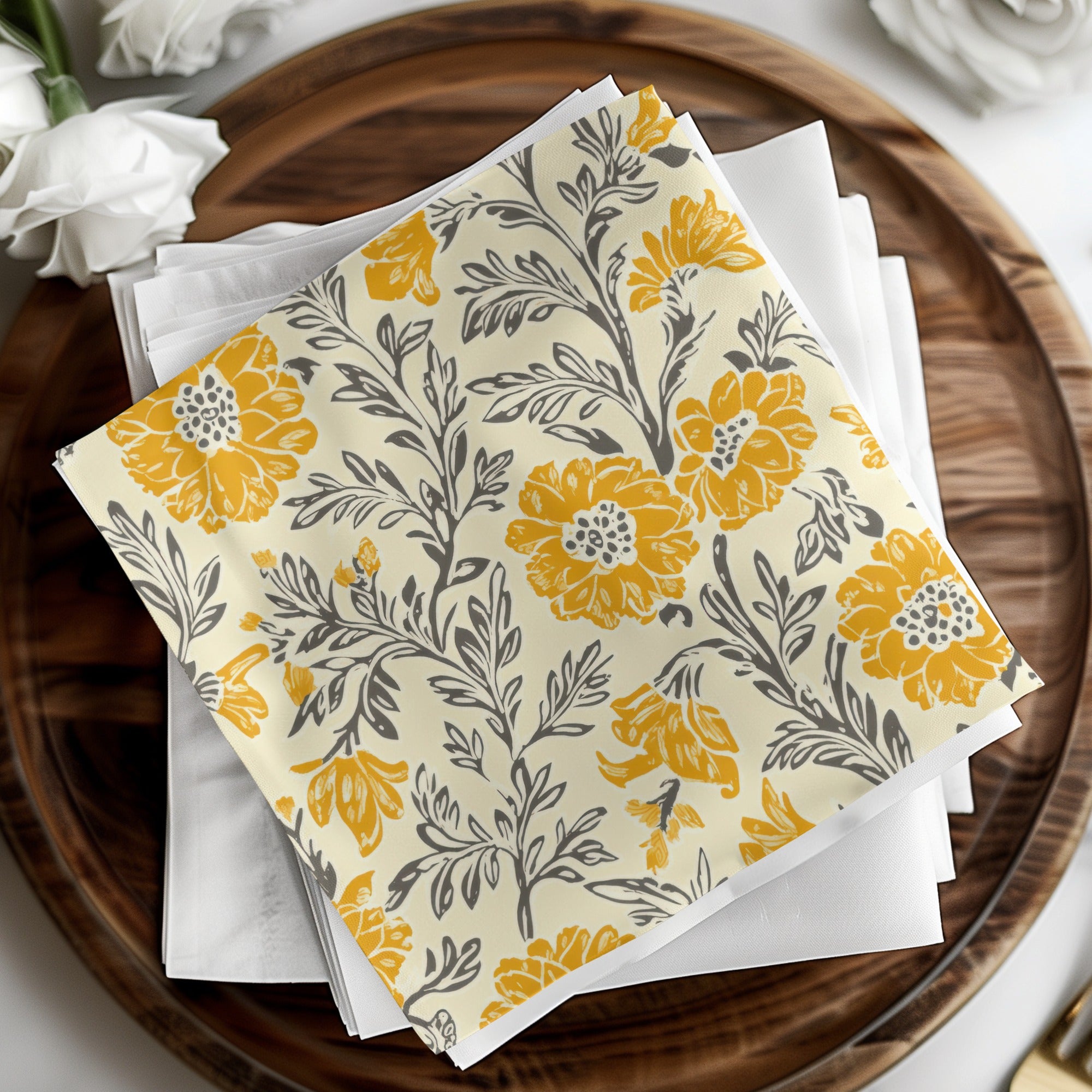 Yellow Botanical Motif Indian Chintz Pattern for Textiles Digital