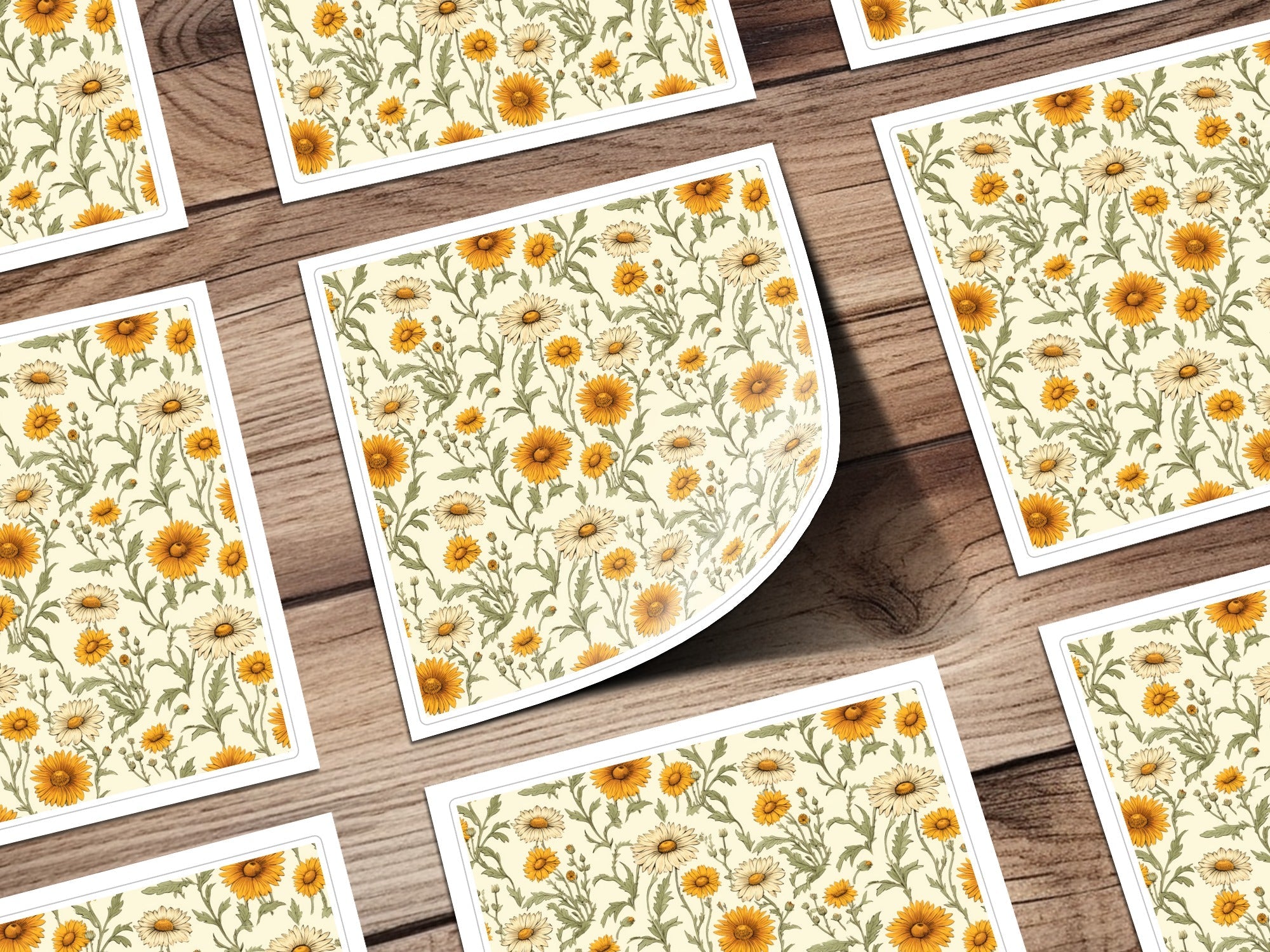 Yellow Daisy Floral Digital Paper, Spring Flowers Pattern, Cream, Botanical Print, Seamless Floral Design, Repeat Pattern, Digital Product