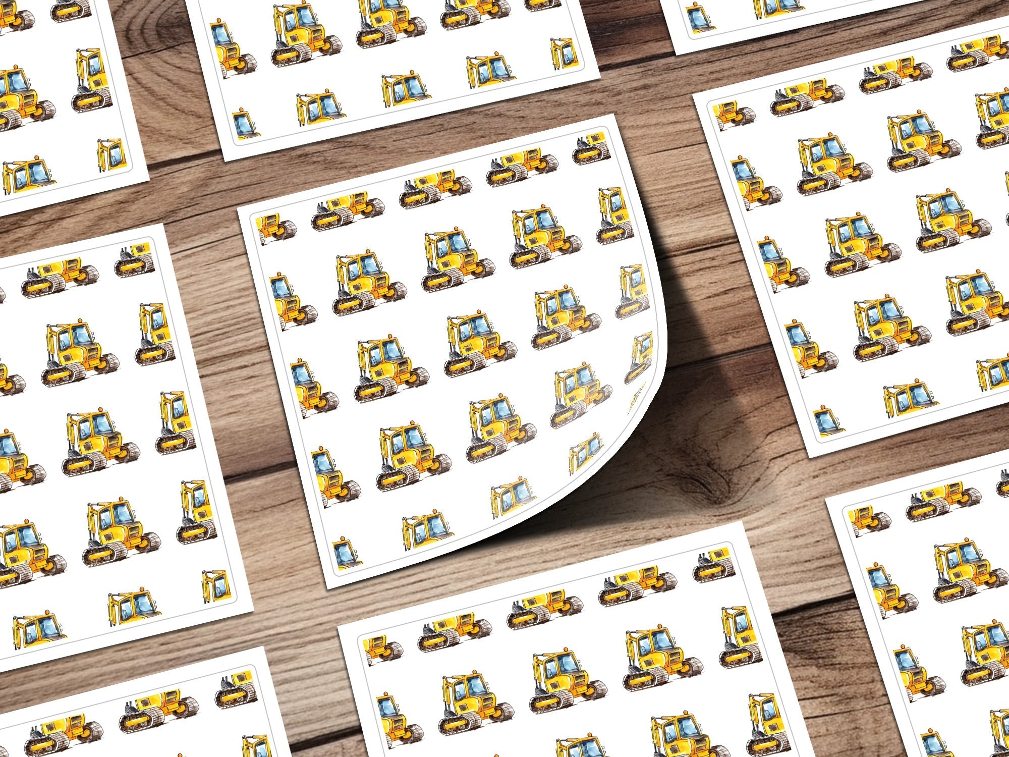 Yellow Excavator Seamless Pattern, Construction Vehicles, Digital Download, Kids Fabric, Scrapbooking Paper, Trucks, Construction Theme