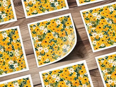 Yellow Floral Digital Paper, Spring Flower Pattern, Seamless Floral Print, Bright Summer Blooms, Digital Download for Crafts, Fabric Design