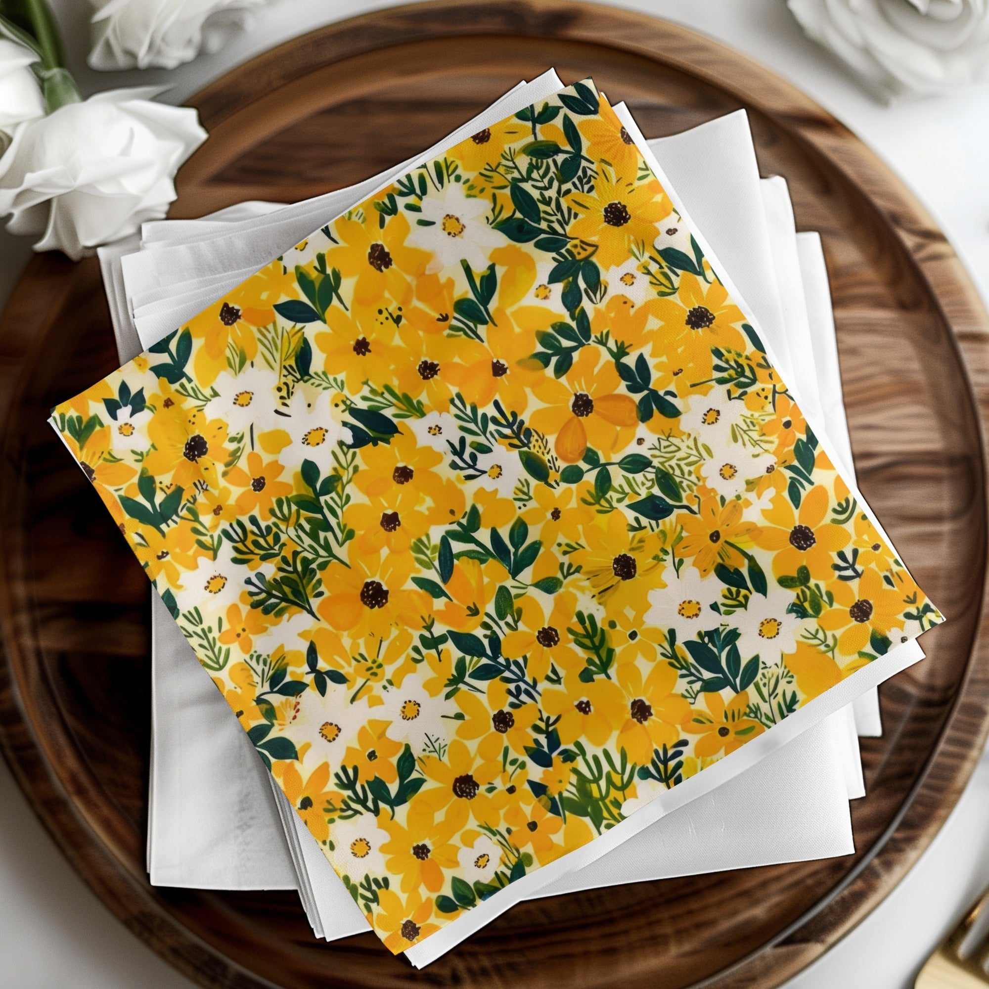 Yellow Floral Digital Paper, Spring Flower Pattern, Seamless Floral Print, Bright Summer Blooms, Digital Download for Crafts, Fabric Design