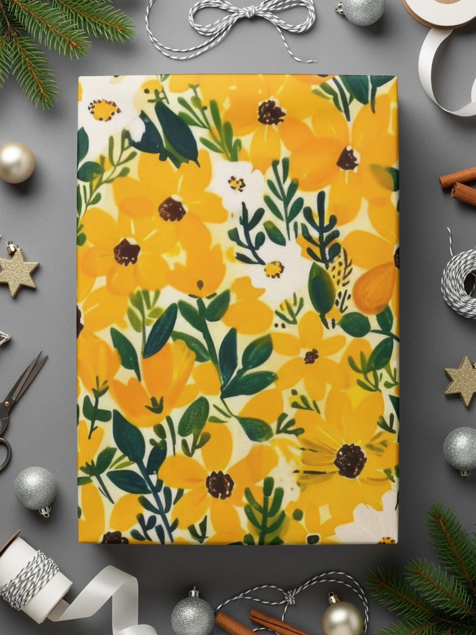 Yellow Floral Digital Paper, Spring Flower Pattern, Seamless Floral Print, Bright Summer Blooms, Digital Download for Crafts, Fabric Design