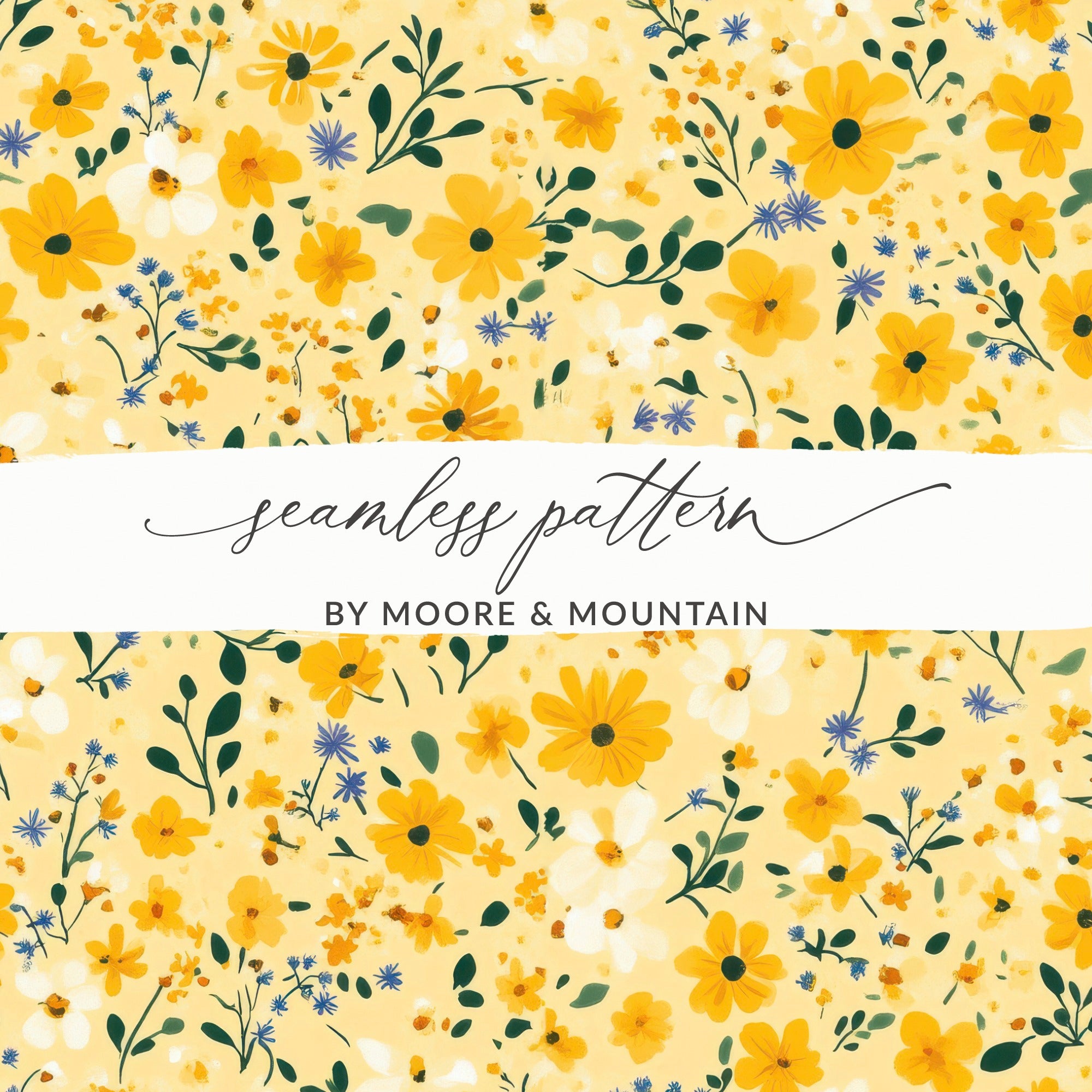 Yellow Floral Ditsy Floral Artistic Pattern Digital