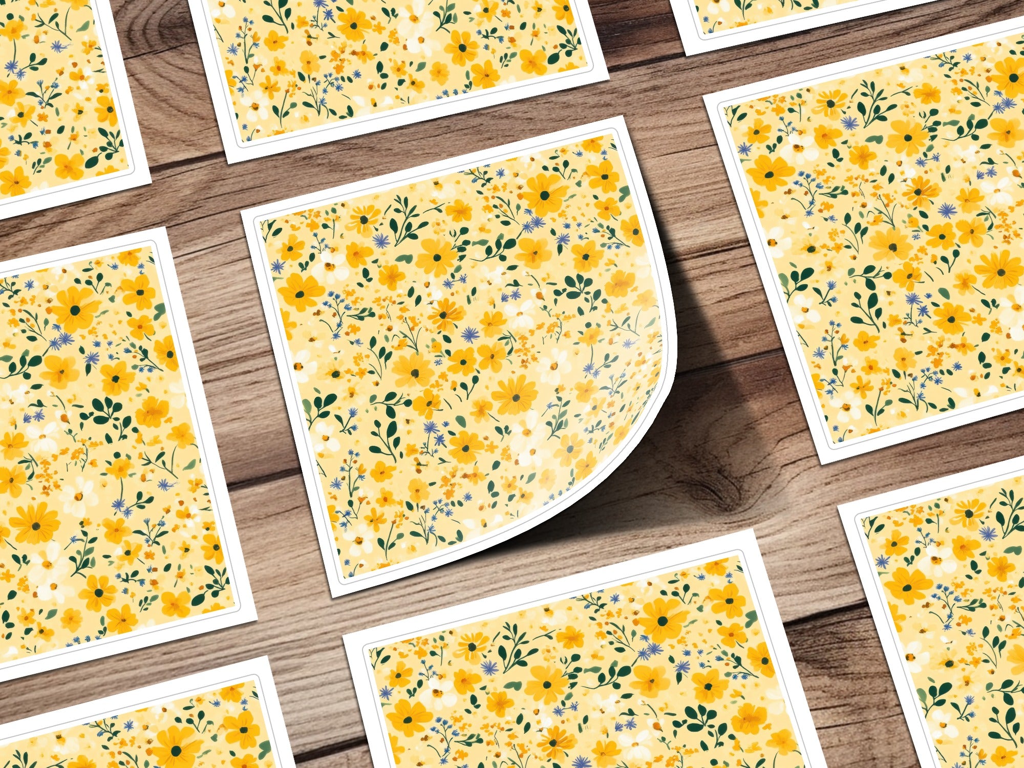 Yellow Floral Ditsy Floral Artistic Pattern Digital