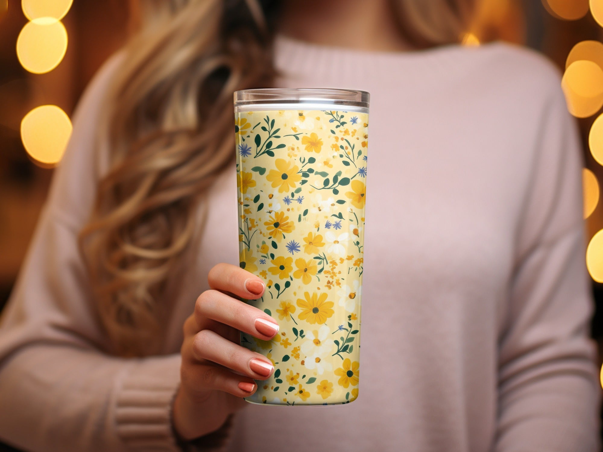 Yellow Floral Ditsy Floral Artistic Pattern Digital