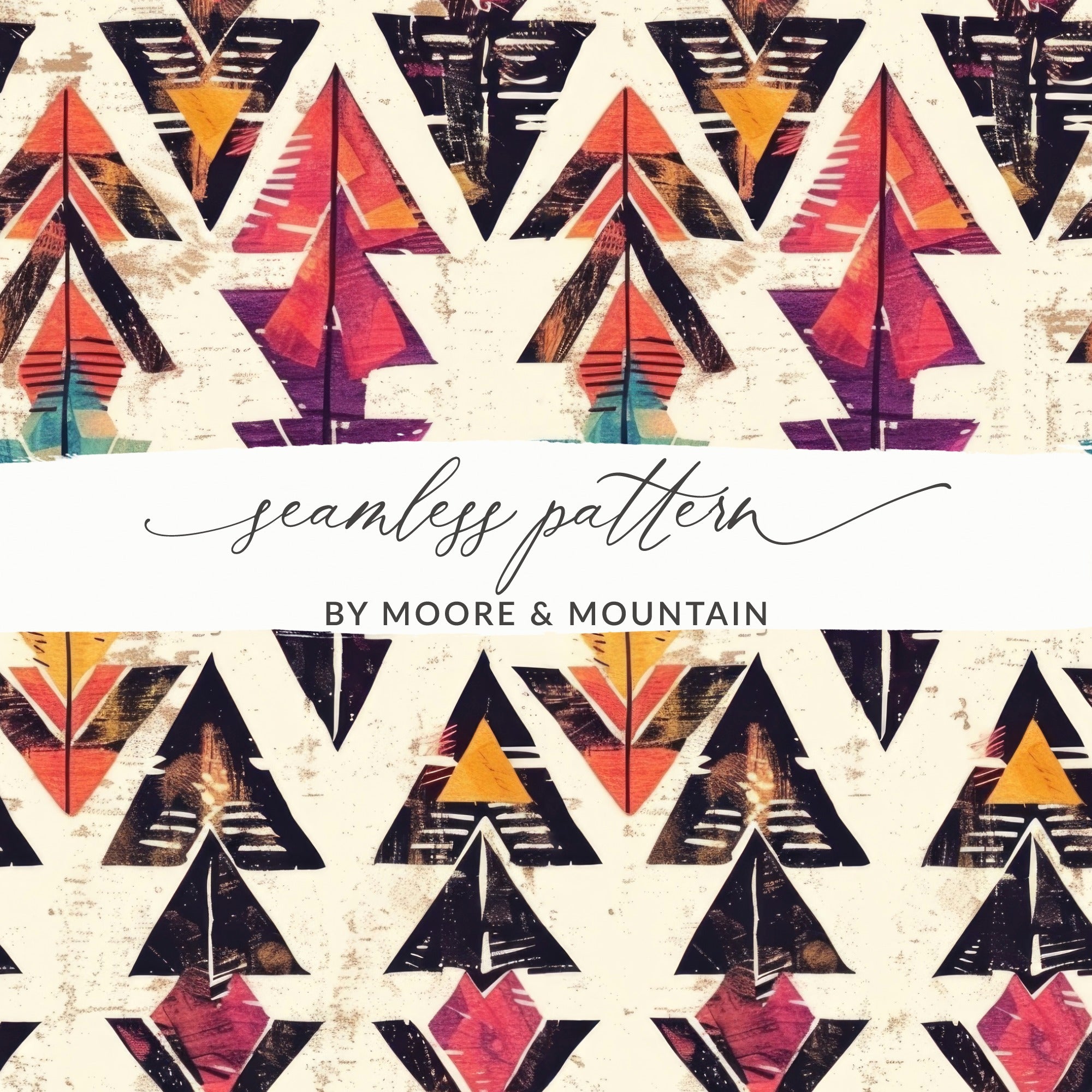 Yellow Orange Geometric Indian Aztec Seamless Pattern Digital