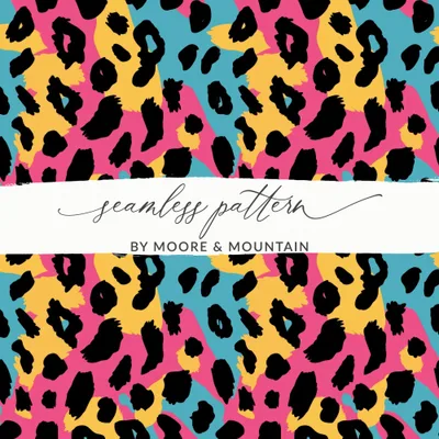 Yellow Pink Modern Cheetah Print Seamless Animal Print Digital
