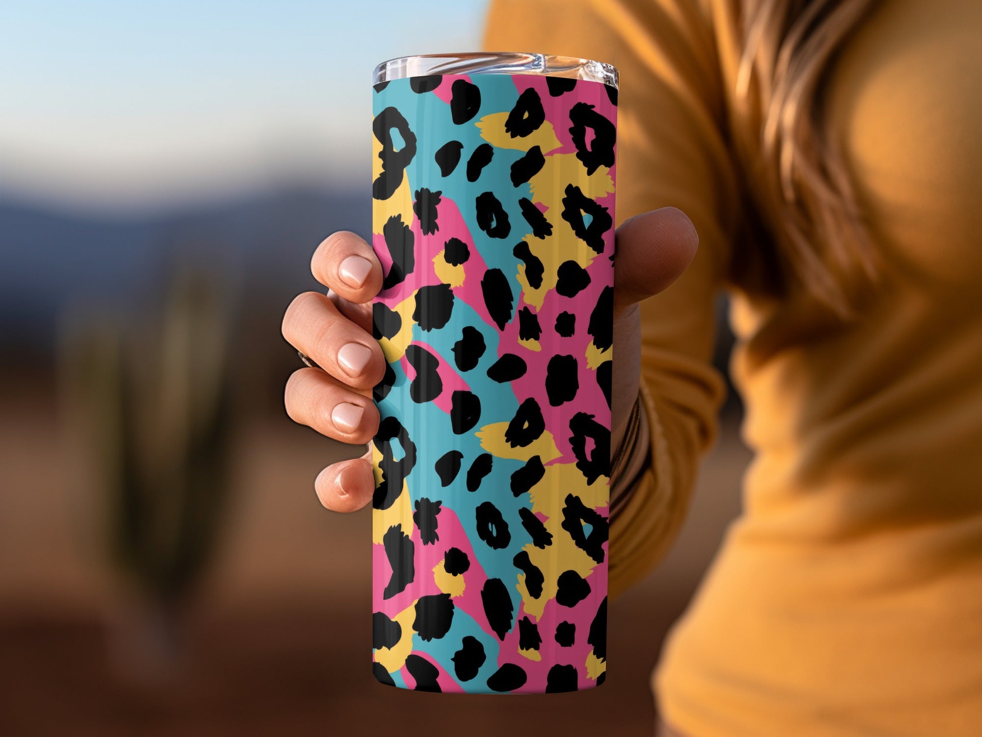 Yellow Pink Modern Cheetah Print Seamless Animal Print Digital