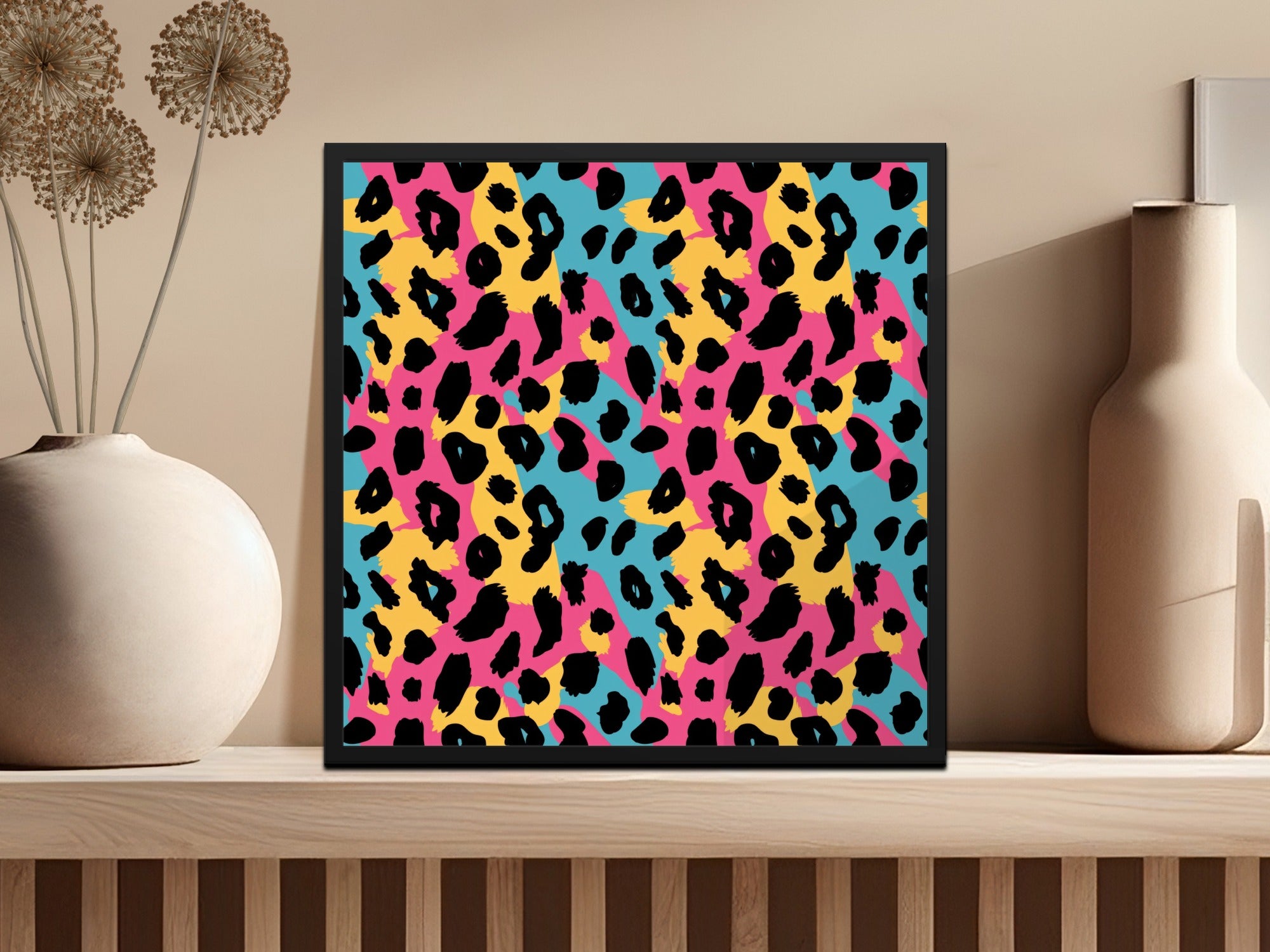 Yellow Pink Modern Cheetah Print Seamless Animal Print Digital