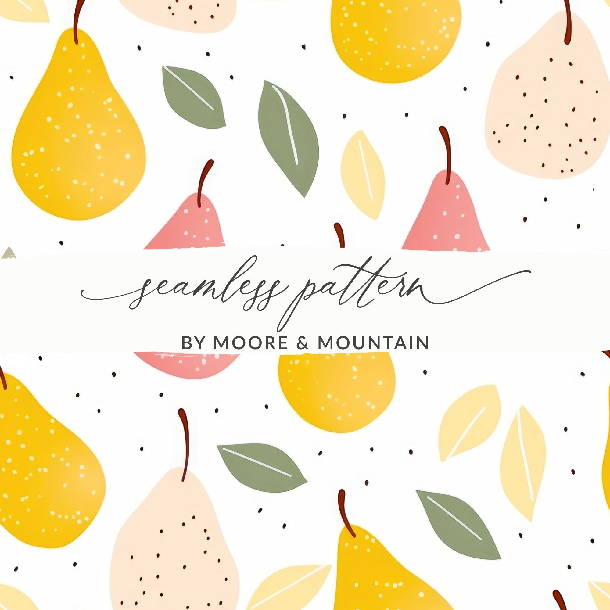 Yellow Pink Neutral Pear Pattern Spring and Summer Season Digital