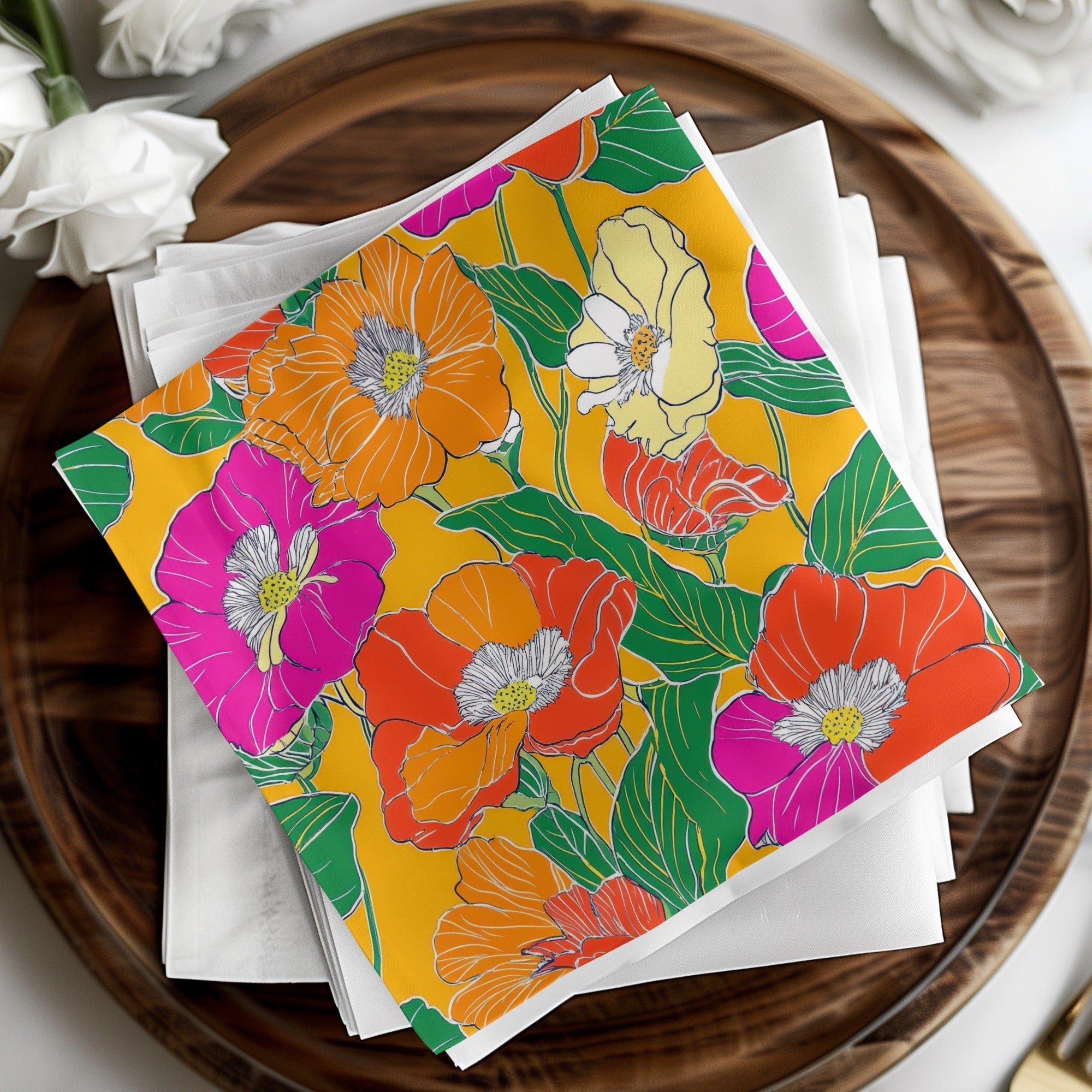 Yellow Preppy Digital Paper, 60s floral pattern, Groovy Floral Background, Retro Flowers, Seamless Pattern, Floral Pattern, Digital Download