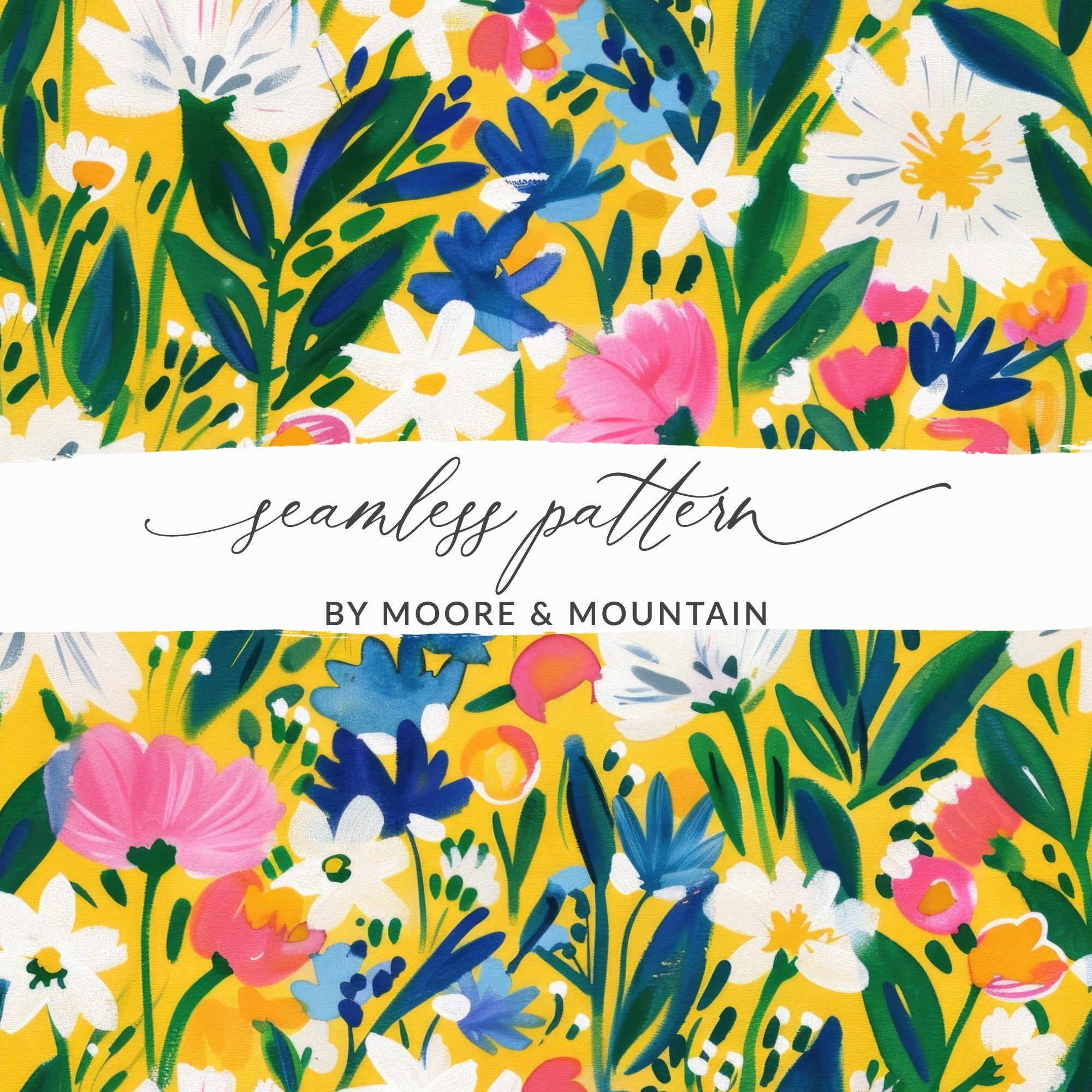 Yellow Spring Impressionistic Floral Spring Pattern Digital