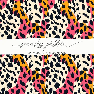 Yellow Wild Leopard Spots and Blush Seamless Animal Print Digital