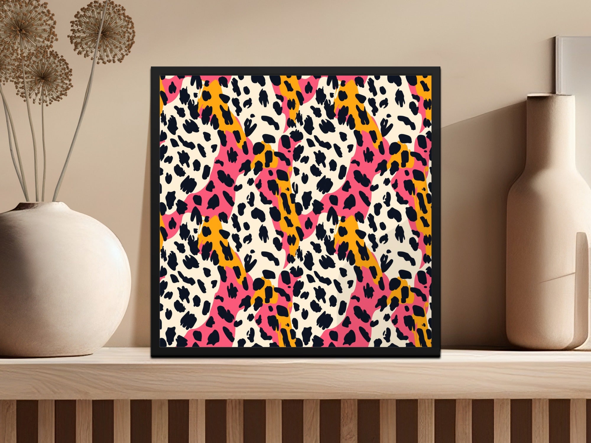 Yellow Wild Leopard Spots and Blush Seamless Animal Print Digital