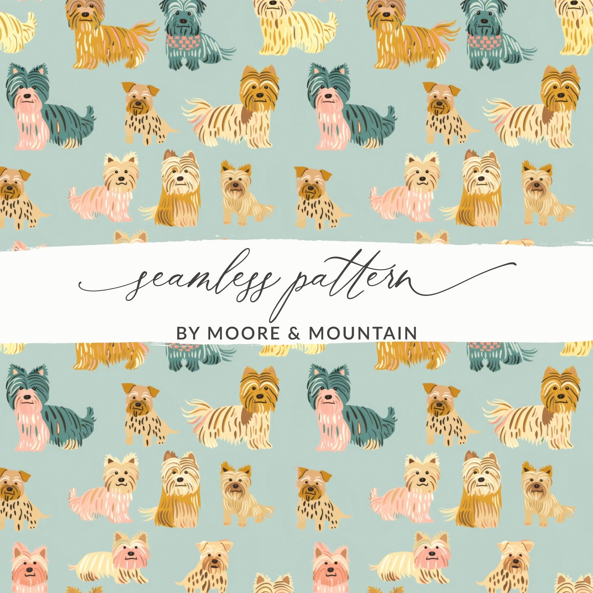 Yorkshire Terrier Seamless Pattern Digital Paper, Dog Breed Pattern Download, Cute Puppy Fabric Design, Pet Lover Background, Kids Digital