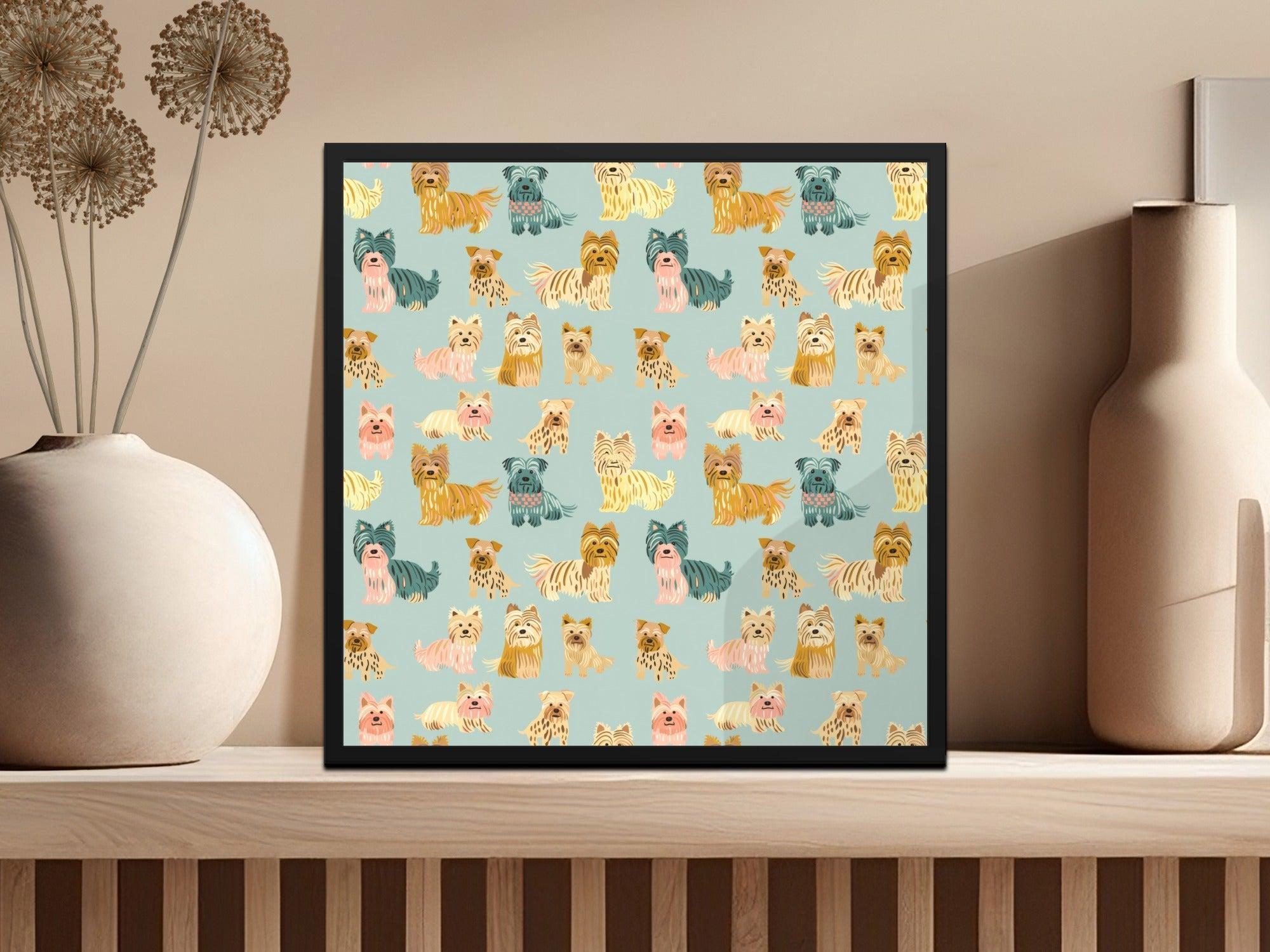 Yorkshire Terrier Seamless Pattern Digital Paper, Dog Breed Pattern Download, Cute Puppy Fabric Design, Pet Lover Background, Kids Digital