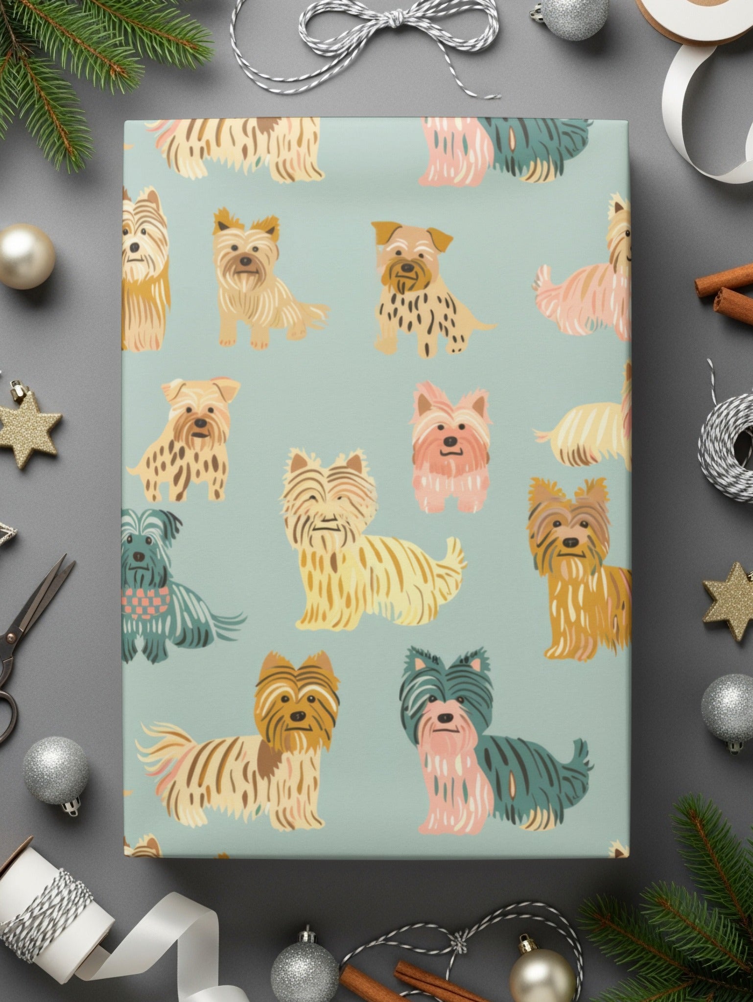 Yorkshire Terrier Seamless Pattern Digital Paper, Dog Breed Pattern Download, Cute Puppy Fabric Design, Pet Lover Background, Kids Digital