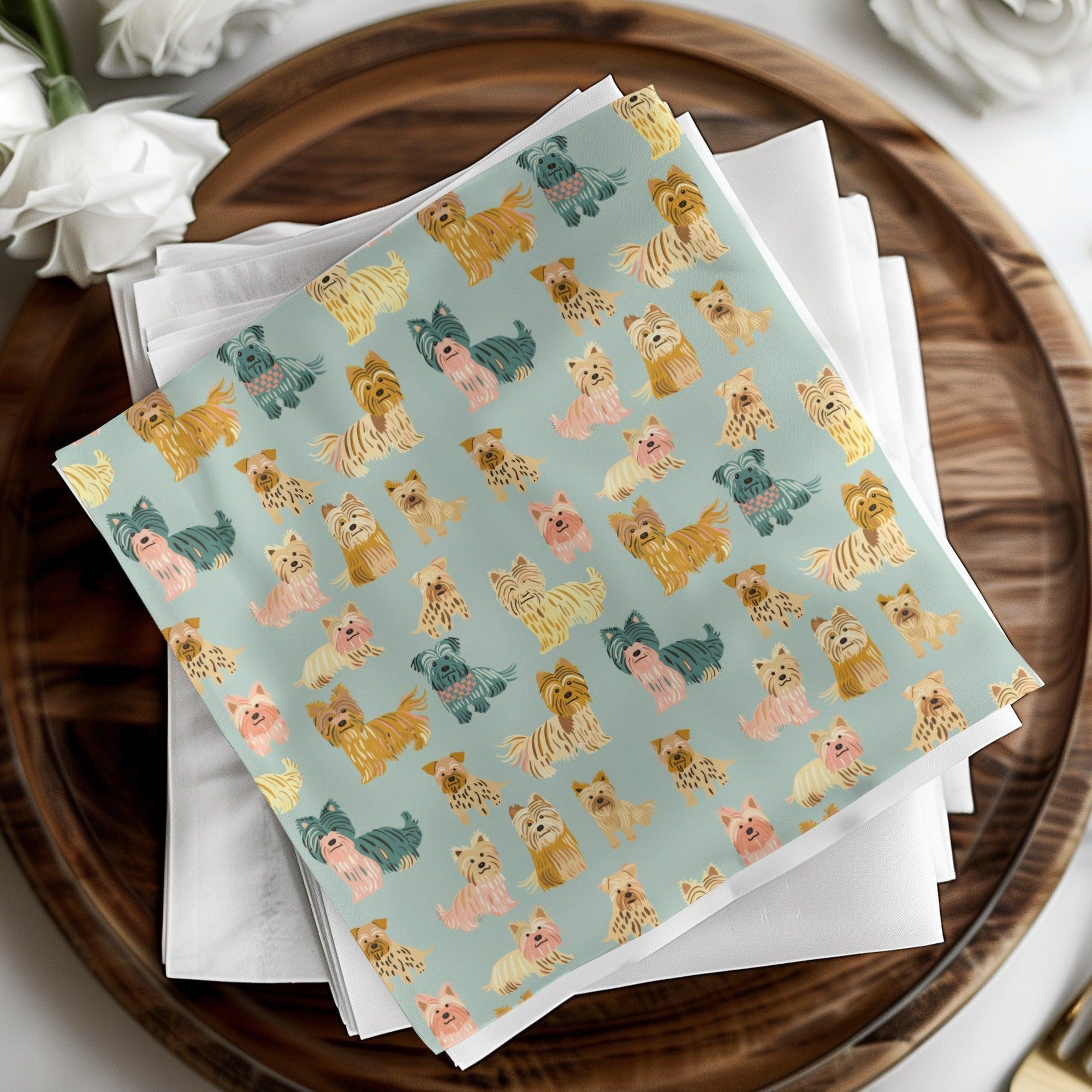Yorkshire Terrier Seamless Pattern Digital Paper, Dog Breed Pattern Download, Cute Puppy Fabric Design, Pet Lover Background, Kids Digital